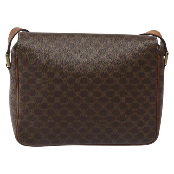 CELINE Macadam Canvas Shoulder Bag Pvc Leather Brown Gold - Picture 3 of 12